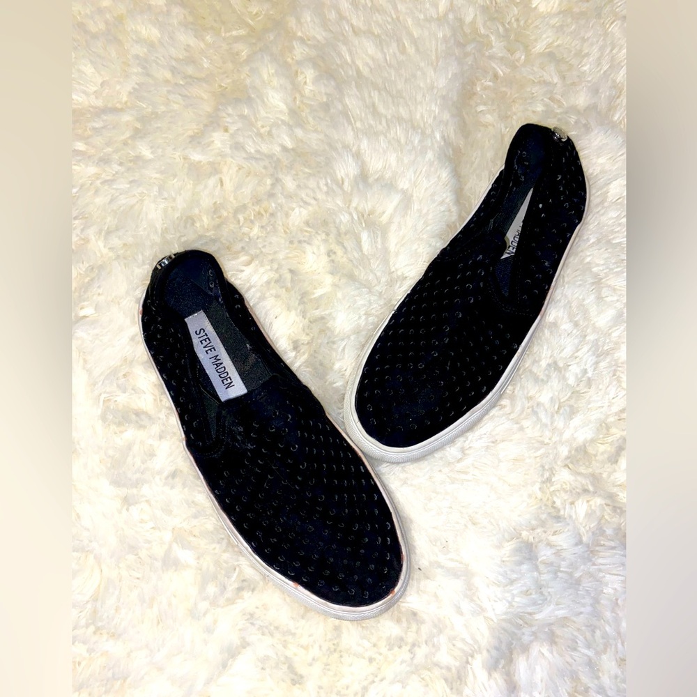 Steve Madden Black Slip On Shoes